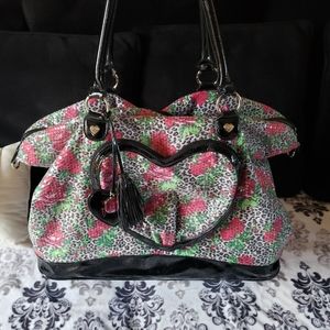 🌺 Betsy Johnson Sequined Rose and Leopard Tote 🌺